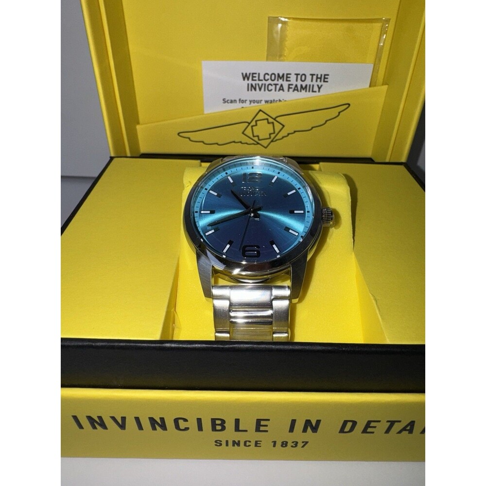 Invicta Men's Show Stopper Aqua Blue Bezel Stainless Steel Band Watch 40mm